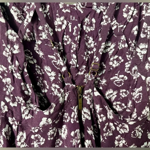 Kimchi Blue Urban Outfitters Purple White Floral Pattern Mini Dress Sz 4 Chic - Picture 7 of 12